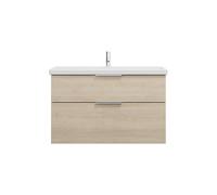 burgbad Eqio lavabo cerámico con mueble bajo para lavabo, anchura 1030mm, SEYQ103F3180C0001G0146, Color: Roble Decoración Cachemira / Roble Decoración Cachemira, Mango G0146