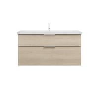 burgbad Eqio lavabo cerámico con mueble bajo para lavabo, anchura 1230mm, SEYQ123F3180C0001G0146, Color: Roble Decoración Cachemira / Roble Decoración Cachemira, Mango G0146