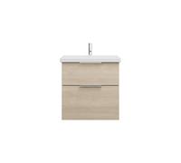 burgbad Eqio lavabo cerámico con mueble bajo para lavabo, anchura 630mm, SEYQ063F3180C0001G0146, Color: Roble Decoración Cachemira / Roble Decoración Cachemira, Mango G0146