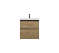 burgbad Eqio lavabo cerámico con mueble bajo para lavabo, anchura 630mm, SEYQ063F5662C0001G0252, Color: Roble decoración Urban / Roble decoración Urban, tirador Negro mate G0252