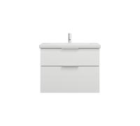 burgbad Eqio lavabo cerámico con mueble bajo para lavabo, anchura 830mm, SEYQ083F2009C0001G0146, Color: Blanco brillo intenso / Blanco brillo intenso, tirador cromado G0146