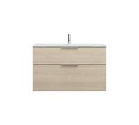 burgbad Eqio lavabo de cristal con mueble bajo para lavabo, ancho 1020mm, SEYX102F3180A0070G0146, Color: Roble Decoración Cachemira / Roble Decoración Cachemira, Mango G0146