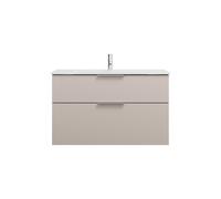 burgbad Eqio lavabo de cristal con mueble bajo para lavabo, ancho 1020mm, SEYX102F6583A0070G0146, Color: Gris claro mate / Gris claro mate, tirador cromado G0146