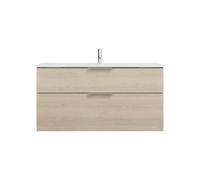 burgbad Eqio lavabo de cristal con mueble bajo para lavabo, anchura 1220mm, SEYX122F3180A0070G0146, Color: Roble Decoración Cachemira / Roble Decoración Cachemira, Mango G0146