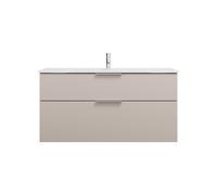 burgbad Eqio lavabo de cristal con mueble bajo para lavabo, anchura 1220mm, SEYX122F6583A0070G0146, Color: Gris claro mate / Gris claro mate, tirador cromado G0146