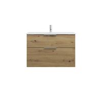 burgbad Eqio lavabo de cristal con mueble bajo para lavabo, anchura 920mm, SEYX092F5662A0070G0146, Color: Decoración roble urbano / Decoración roble urbano, tirador cromado G0146