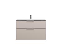 burgbad Eqio lavabo de cristal con mueble bajo para lavabo, anchura 920mm, SEYX092F6583A0070G0146, Color: Gris claro mate / Gris claro mate, tirador cromado G0146
