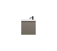 burgbad Eqio lavabo de fundición mineral con mueble bajo para lavabo con iluminación LED, 520x310x518mm, SHCJ052F2010C0001G0252, Color: Gris alto brillo / Gris alto brillo, tirador negro mate G0252