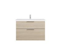 burgbad Eqio lavabo mineral de fundición con mueble bajo para lavabo con iluminación LED, 920x490x638mm, SHCC092F3180C0001G0146, Color: Roble Decoración Cachemira / Roble Decoración Cachemira, Mango G