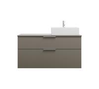 burgbad Eqio lavabo sobre encimera cerámica cuadrado, derecha, incluye mueble bajo para lavabo con 2 cajones, anchura 1200mm, SGUQ120RF2010C0001G0146, Color: Gris alto brillo / Gris alto brillo, tirad