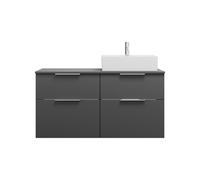 burgbad Eqio lavabo sobre encimera cerámica cuadrado, derecha, incluye mueble bajo para lavabo con 4 cajones, anchura 1200mm, SGUS120RF6584C0001G0146, Color: Gris oscuro mate / Gris oscuro mate, tirad