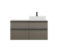 burgbad Eqio lavabo sobre encimera cerámica cuadrado, derecha, incluye mueble bajo para lavabo con 4 cajones, anchura 1200mm, SGUS120RF2010C0001G0252, Color: Gris alto brillo / Gris alto brillo, tirad