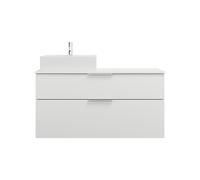 burgbad Eqio lavabo sobre encimera cerámica cuadrado, izquierda, incluye mueble bajo para lavabo con 2 cajones, anchura 1200mm, SGUQ120LF2009C0001G0146, Color: Blanco brillo intenso / Blanco brillo in