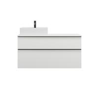 burgbad Eqio lavabo sobre encimera cerámica cuadrado, izquierda, incluye mueble bajo para lavabo con 2 cajones, anchura 1200mm, SGUQ120LF2009C0001G0252, Color: Blanco brillo intenso / Blanco brillo in