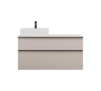 burgbad Eqio lavabo sobre encimera cerámica cuadrado, izquierda, incluye mueble bajo para lavabo con 2 cajones, anchura 1200mm, SGUQ120LF6583C0001G0252, Color: Gris claro mate / Gris claro mate, tirad