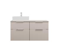 burgbad Eqio lavabo sobre encimera cerámica cuadrado, izquierda, incluye mueble bajo para lavabo con 4 cajones, anchura 1200mm, SGUS120LF6583C0001G0146, Color: Gris claro mate / Gris claro mate, tirad