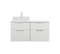 burgbad Eqio lavabo sobre encimera cerámica cuadrado, izquierda, incluye mueble bajo para lavabo con 4 cajones, anchura 1200mm, SGUS120LF2009C0001G0146, Color: Blanco brillo intenso / Blanco brillo in