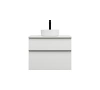 burgbad Eqio lavabo sobre encimera cerámica redondo, centro, incluye mueble bajo para lavabo, ancho 800mm, SGUM080F2009C0001G0252, Color: Blanco brillo intenso / Blanco brillo intenso, tirador negro m