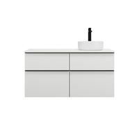 burgbad Eqio lavabo sobre encimera ceramica redondo, derecha, incluye mueble bajo para lavabo, anchura 1200mm, SGUW120RF2009C0001G0252, Color: Blanco brillo intenso / Blanco brillo intenso, tirador ne
