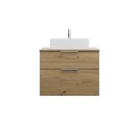 burgbad Eqio lavabo sobre encimera de cerámica cuadrado, centro, incluye mueble bajo para lavabo, anchura 800mm, SGUP080F5662C0001G0146, Color: Decoración roble urbano / Decoración roble urbano, tirad