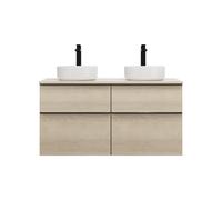 burgbad Eqio lavabos sobre encimera de cerámica redonda, incluyendo mueble bajo para lavabo con 4 cajones, ancho 1200mm, SGUO120F3180C0001G0252, Color: Roble decor Cashmere / Roble decor Cashmere, tir
