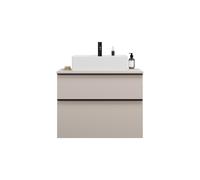 burgbad Eqio mueble bajo para lavabo con consola, recorte central, 2 cajones, anchura 800mm, WXXH080F6583G0252, Color: Gris claro mate / Gris claro mate, tirador negro mate G0252