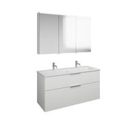 burgbad Eqio Set, compuesto por armario con espejos a la derecha, lavabo de cerámica Slim con 2 agujeros para grifo y mueble bajo para lavabo, anchura 1220mm, SHCQ122LF2009C0001G0146, Color: Blanco br