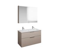 burgbad Eqio Set, compuesto por armario con espejos, lavabo cerámico Slim con 2 agujeros para grifería y mueble bajo para lavabo, ancho 1020mm, SHCQ102F6583C0001G0146, Color: Gris claro mate / Gris cl
