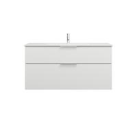 burgbad Eqio Slim lavabo de cerámica con mueble bajo para lavabo, 1220x490x620mm, SHBT122F6582C0001G0146, Color: Blanco mate / Blanco mate, mango cromado G0146