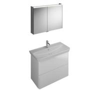 burgbad Iveo set lavabo de cerámica incl. unidad de vanidad SFHJ100L, versión derecha, ancho: 1000mm, SFHJ100RF2748G0161, Color: Castaño Decoración Trufa / Castaño Decoración Trufa, empuñadura vertica