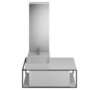 burgbad Junit set lavabo de cerámica incl. lavamanos, versión derecha, in spejo iluminado SFLF120, anchura: 1200mm, SFLF120RF3148G0175, Color: Blanco brillo intenso / Blanco brillante