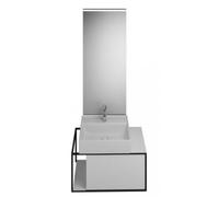 burgbad Junit set lavabo de cerámica incl. mueble bajo lavabo, versión izquierda, in spejo iluminado SFLF076, anchura: 765mm, SFLF076LF3148G0175, Color: Blanco brillo intenso / Blanco brillante