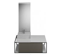 burgbad Junit set lavabo de cerámica incl. mueble bajo lavabo, versión izquierda, in spejo iluminado SFLF120, anchura: 1200mm, SFLF120LF3149G0175, Color: Gris Alto Brillo / Gris Brillante
