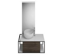 burgbad Junit set lavabo de mineral fundido incl. unidad de vanidad, versión derecha, in spejo iluminado SFLG090, anchura: 900mm, SFLG090RF3152G0175, Color: Trufa Castaño Decoración Trufa / Trufa