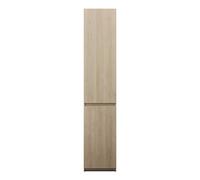 burgbad Lin20 armario alto de suelo con 2 puertas, iluminación interior LED, cajones interiores, bisagra de puerta derecha, 400x345x2000mm, HSPN040RF5355, Color: Decoración de roble Cachemira