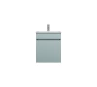 burgbad Lin20 Lavabo bajo para lavabo blanco brillante con mueble para lavabo, 1 panel, 1 cajón, 520x365x612mm, SGQZ052F5395C0001, Color: Painel traseiro azul gelo mate / cinzento antracite