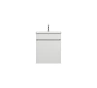 burgbad Lin20 Lavabo bajo para lavabo blanco brillante con mueble para lavabo, 1 panel, 1 cajón, 520x365x612mm, SGQZ052F5351C0001, Color: Blanco mate con borde láser