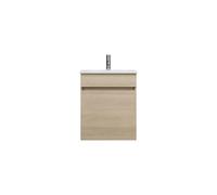 burgbad Lin20 Lavabo bajo para lavabo blanco brillante con mueble para lavabo, 1 panel, 1 cajón, 520x365x612mm, SGQZ052F5355C0001, Color: Decoración de roble Cachemira