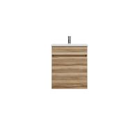 burgbad Lin20 Lavabo bajo para lavabo blanco mate con mueble bajo para lavabo, 1 panel, 1 cajón, 520x365x612mm, SGQZ052F5357C0037, Color: Ceniza Dekor Cappuccino