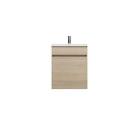 burgbad Lin20 Lavabo bajo para lavabo blanco mate con mueble bajo para lavabo, 1 panel, 1 cajón, 520x365x612mm, SGQZ052F5355C0037, Color: Decoración de roble Cachemira