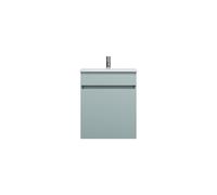 burgbad Lin20 Lavabo bajo para lavabo blanco mate con mueble bajo para lavabo, 1 panel, 1 cajón, 520x365x612mm, SGQZ052F5395C0037, Color: Painel traseiro azul gelo mate / cinzento antracite