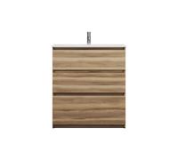 burgbad Lin20 Lavabo bajo para lavabo, blanco mate, incluye mueble bajo para lavabo, 3 cajones, 820x365x902mm, SGHQ082F5357C0037, Color: Ceniza Dekor Cappuccino