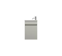 burgbad Lin20 Lavabo bajo para lavabo con blanco brillante que incluye mueble con panel y 1 puerta, abatible a la derecha, 420x270x600, SGIE042LF5352C0001, Color: Gris basalto mate con borde láser