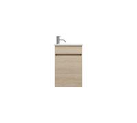burgbad Lin20 Lavabo bajo para lavabo con blanco brillante que incluye mueble con panel y 1 puerta, con bisagras a la izquierda, 420x270x600, SGIE042RF5355C0001, Color: Decoración de roble Cachemira