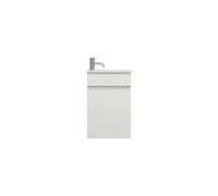 burgbad Lin20 Lavabo bajo para lavabo con blanco brillante que incluye mueble con panel y 1 puerta, con bisagras a la izquierda, 420x270x600, SGIE042RF5351C0001, Color: Blanco mate con borde láser