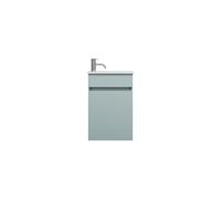 burgbad Lin20 Lavabo bajo para lavabo con blanco brillante que incluye mueble con panel y 1 puerta, con bisagras a la izquierda, 420x270x600, SGIE042RF5395C0001, Color: Painel traseiro azul gelo mate 