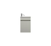 burgbad Lin20 Lavabo bajo para lavabo con blanco brillante que incluye mueble con panel y 1 puerta, con bisagras a la izquierda, 420x270x600, SGIE042RF5352C0001, Color: Gris basalto mate con borde lás