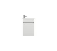 burgbad Lin20 Lavabo bajo para lavabo con blanco brillante que incluye mueble con panel y 1 puerta, con bisagras a la izquierda, 420x270x600, SGIE042RF5363C0001, Color: Blanco alto brillo