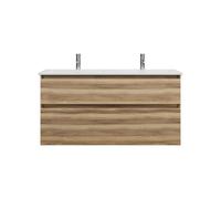 burgbad Lin20 Lavabo bajo para lavabo doble blanco brillante con mueble bajo para lavabo, 2 extraíbles, 1230x495x622mm, SGHL123F5357C0001, Color: Ceniza Dekor Cappuccino