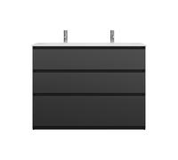 burgbad Lin20 Lavabo bajo para lavabos blanco brillante con 2 agujeros para grifería y mueble bajo con lavabo, 3 extraíbles, 1220x495x902mm, SGHW122F5381C0001, Color: Gris oscuro mate